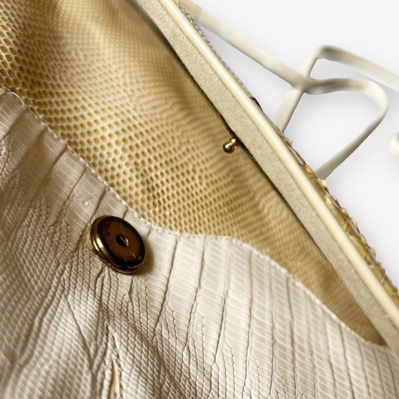 Carlo Fiori Italy Clutch Envelope Bag Genuine Snakeskin & Iguana Patchwork 13x7 - Picture 7 of 14